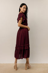Willa Ruffle Dress in Burgundy