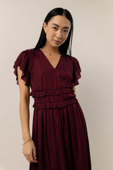 Willa Ruffle Dress in Burgundy