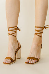 Bianca Lace Up Heels in Camel