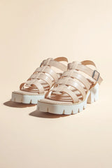 Summer Platform Sandals in Nude