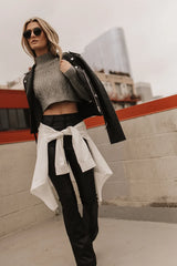 Mickie Cropped Sweater in Grey
