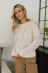 Tessa Pointelle Sweater in Cream