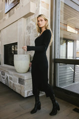Larissa Ribbed Dress in Black