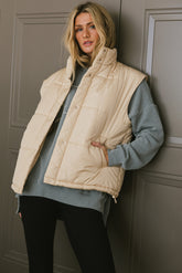 Caelan Puffer Vest in Cream