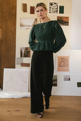 Charlee Pleated Blouse in Green