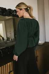Charlee Pleated Blouse in Green