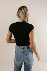 Holly Ribbed Bodysuit in Black