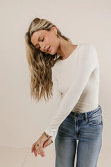 Journee Ribbed Top in Cream