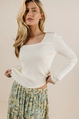 Ribbed Square Neck Sweater