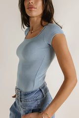 Clara Square Neck Bodysuit in Blue
