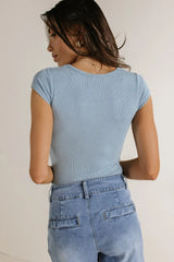 Clara Square Neck Bodysuit in Blue