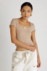 Estella Crop Top in Taupe