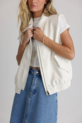 Rory Collared Vest in Cream