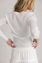 Mauryn Ribbed Top in White