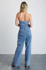 Wide Leg Denim Jumpsuit