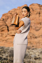 Meilani Ribbed Sweater Vest in Taupe