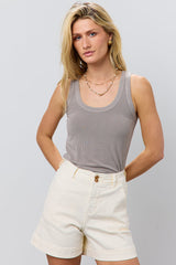Olivia Ribbed Tank in Grey