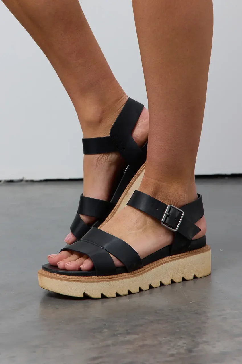 Jovie Platform Sandals in Black