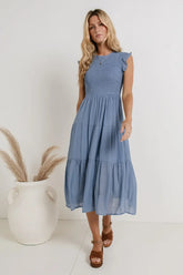 Declan Midi Dress in Blue