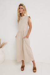 Louie Midi Dress in Beige