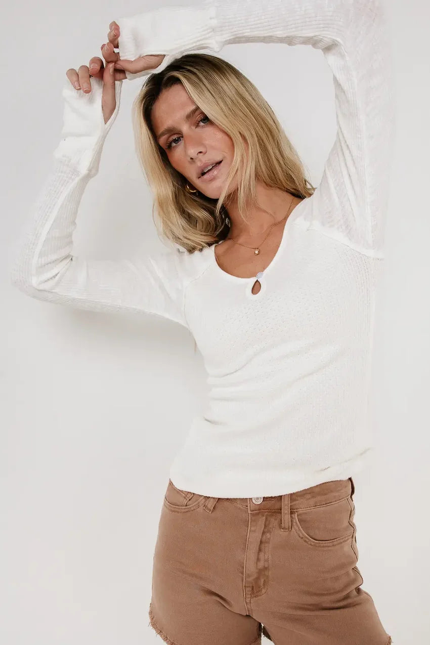Skye Contrast Top in White