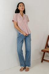 Wilma Woven Top in Pink