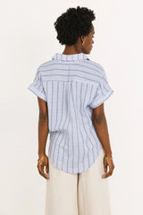 Topanga Striped Button Up in Blue