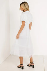 Padme Mesh Midi Dress in White