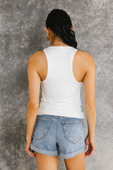 Sleek Jersey Solid Tank in Ivory