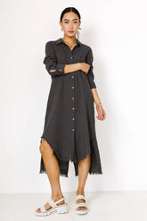 Winnie Button Up Dress in Charcoal
