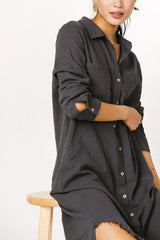 Winnie Button Up Dress in Charcoal
