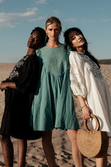 Serendipity Embroidered Dress in Light Teal