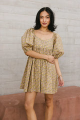 Salem Floral Mini Dress in Mustard