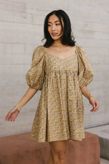 Salem Floral Mini Dress in Mustard