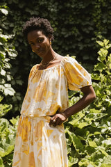 Saffron Floral Crop Top