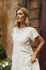 Neve Textured Midi Dress in Ivory