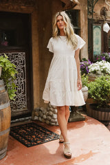 Neve Textured Midi Dress in Ivory