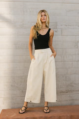 Elke Button Slacks in Natural