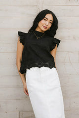 Fia Embroidered Blouse in Black