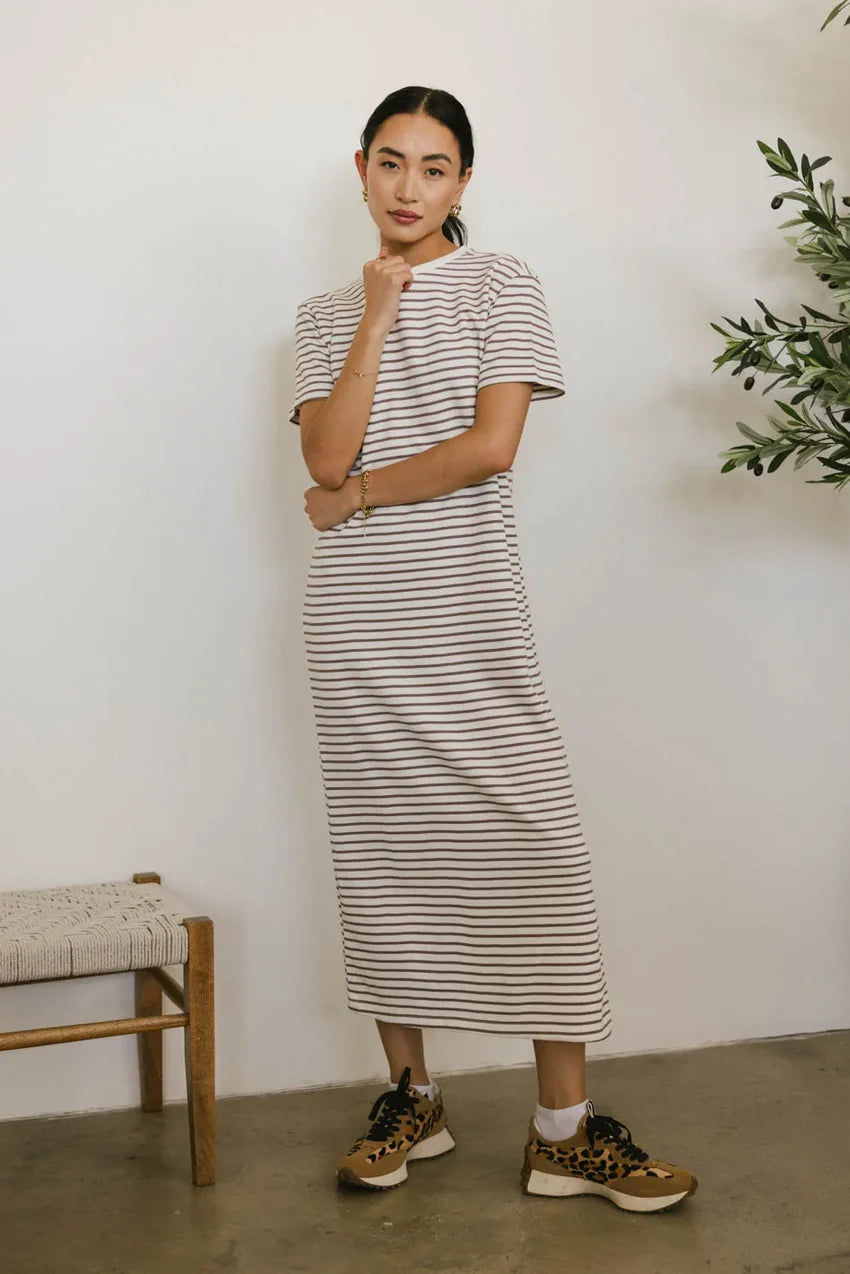 Hudson Striped T-Shirt Dress in Cream