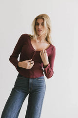 Tycee Fitted Top in Burgundy