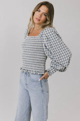 Brinklee Smocked Blouse in Blue
