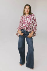 Nona Dolman Sleeve Blouse in Burgundy