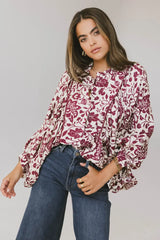 Nona Dolman Sleeve Blouse in Burgundy