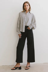 Niri Striped Button Up in Charcoal