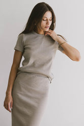 Calais Ribbed Top in Taupe