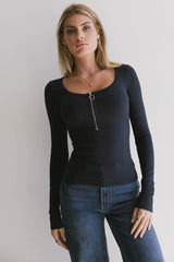 Matilda Half Zip Top in Navy