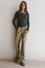 Porsha Straight Leg Jeans in Olive