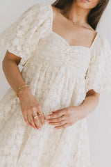 Elodie Floral Babydoll Dress in Cream