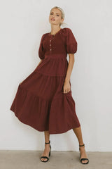 Leandra Midi Dress in Burgundy